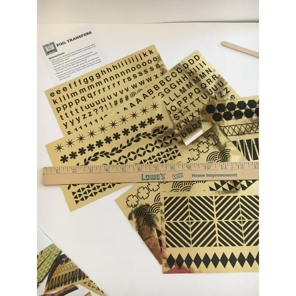 Foil Transfers Metallic Mixer Hand Made Modern Assorted Rub On Designs Supplies